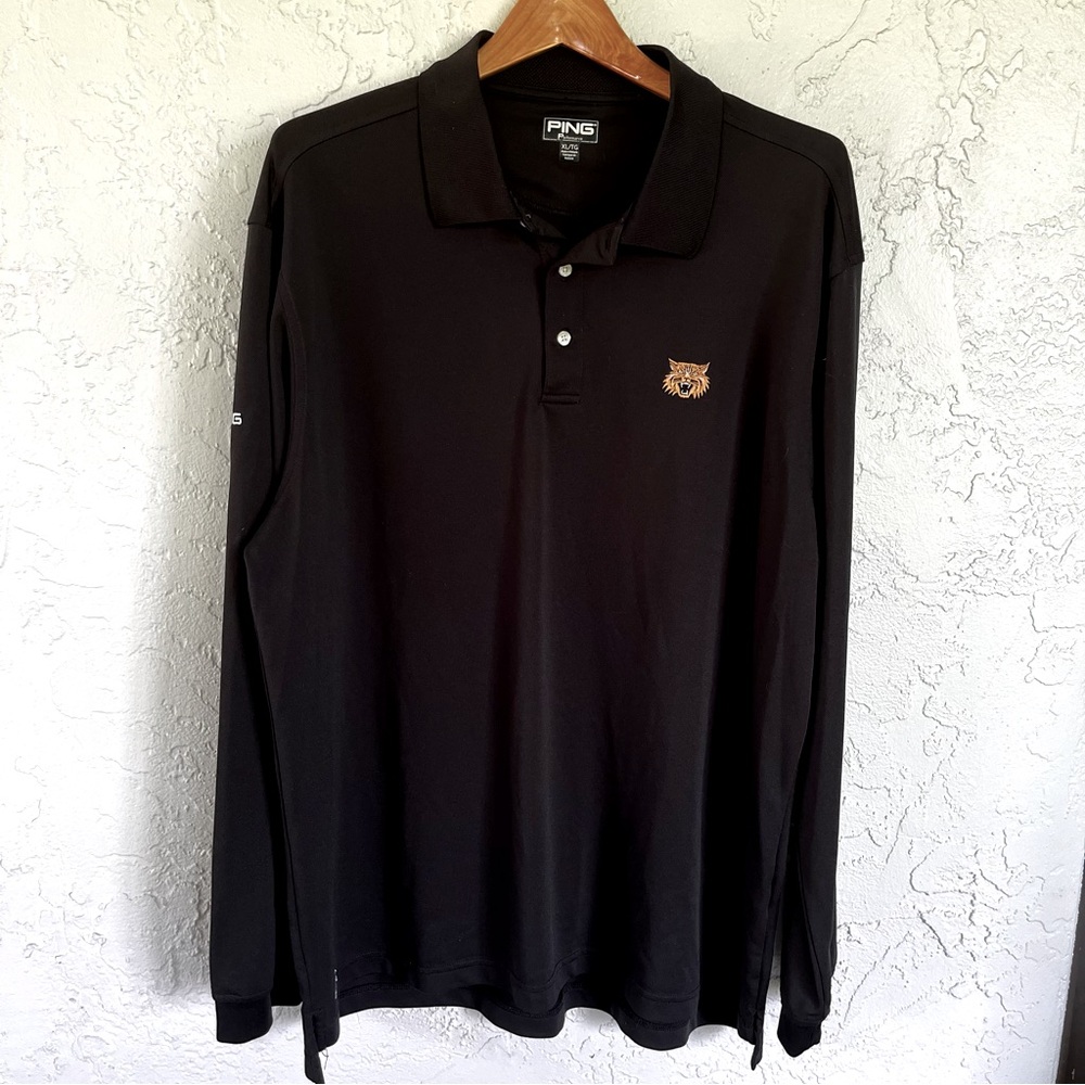 Ping Polo Long Sleeve Black Shirt XL Golf Performance LS Albatross Wildcat Cliff